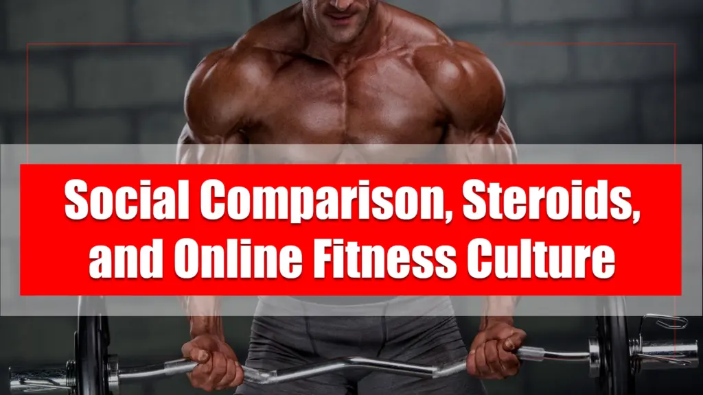 Man comparing his physique to others on social media in online fitness culture