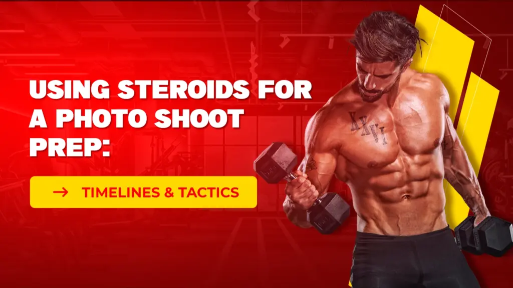 Bodybuilder achieving a dry, defined physique during steroid-assisted photo shoot prep with proper timing, diet, and water control.